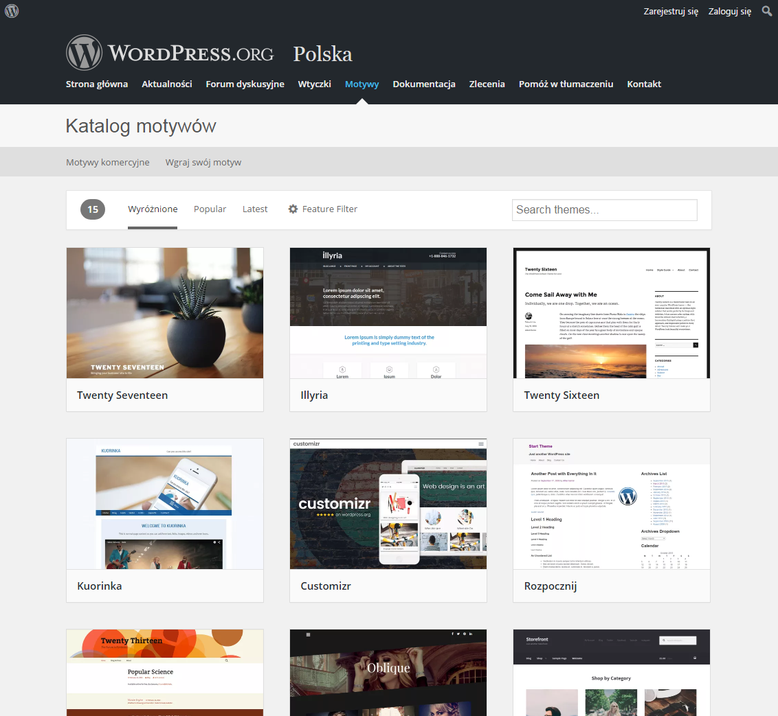 katalog motywów wordpress